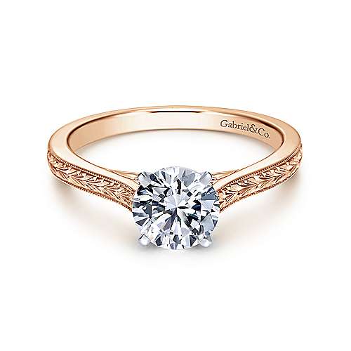 Vintage 14K White Gold Alma Round Diamond Engagement Ring | M. Pope & Co.