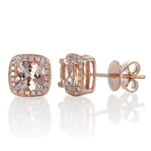 14K Rose Gold Morganite & Diamond Stud Earrings | M. Pope & Co.